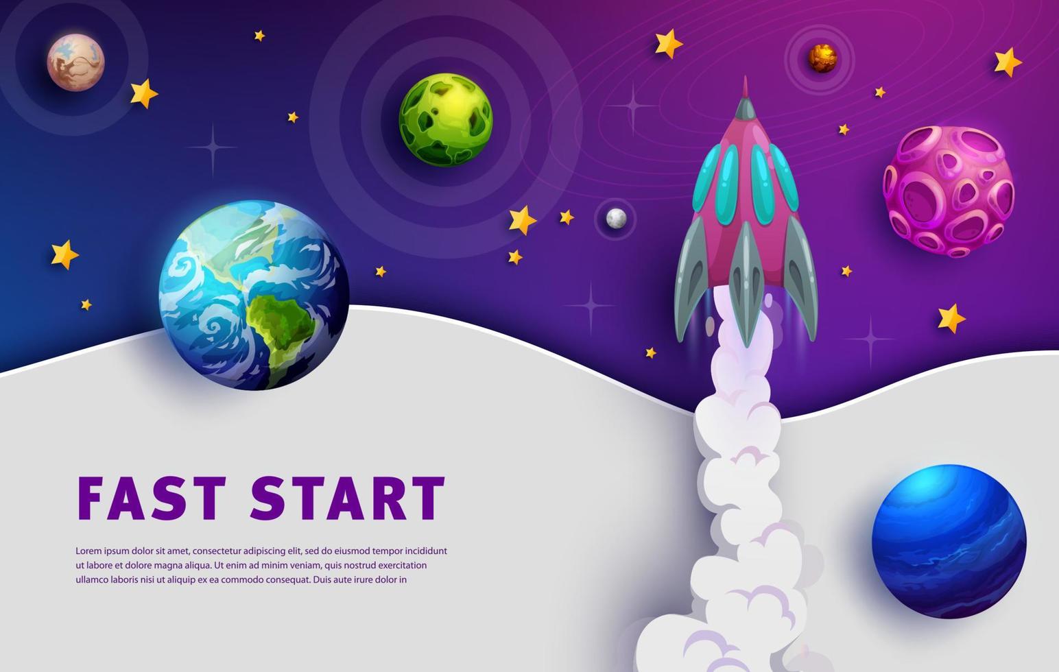 Space landing page, start up concept galaxy planet vector