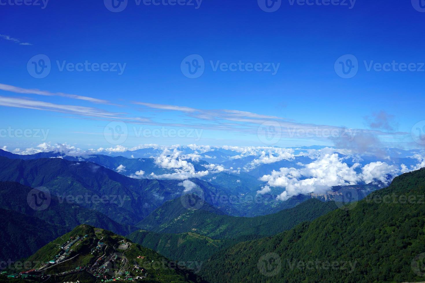 claro clima de seda ruta sikkim con cielo línea ver de himalaya rango foto