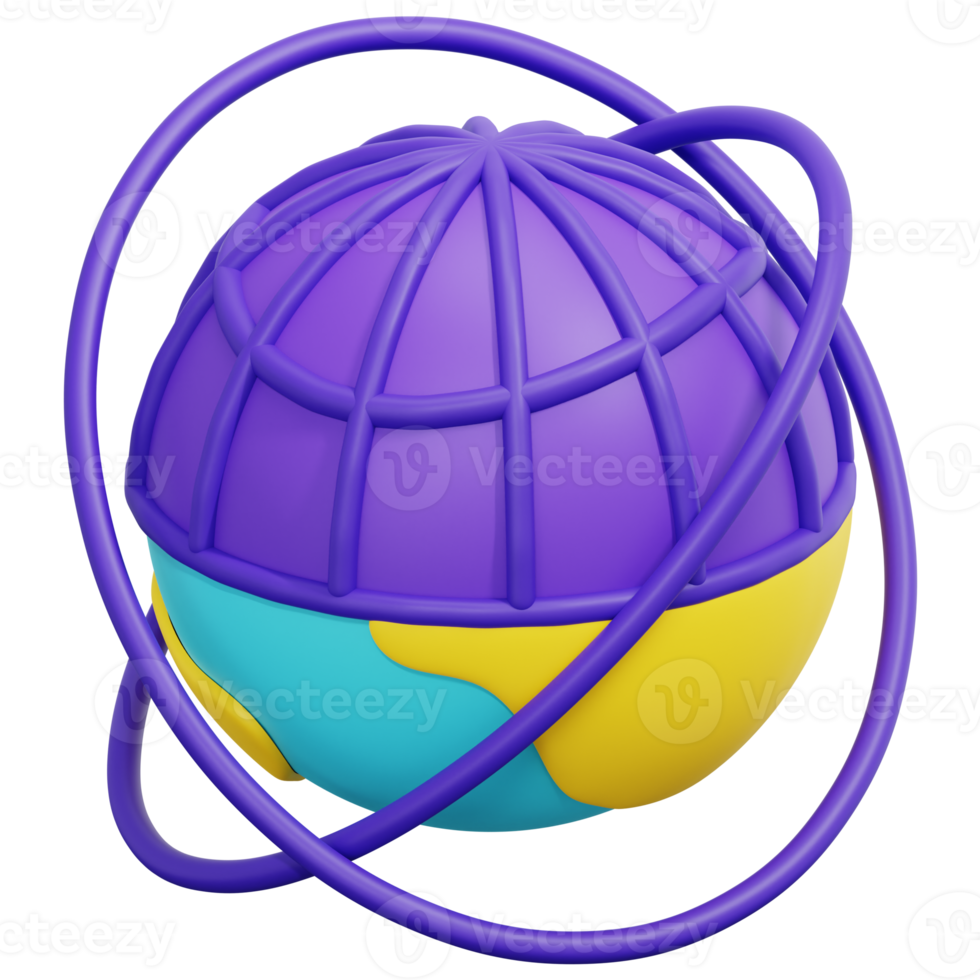 world 3d render icon illustration png