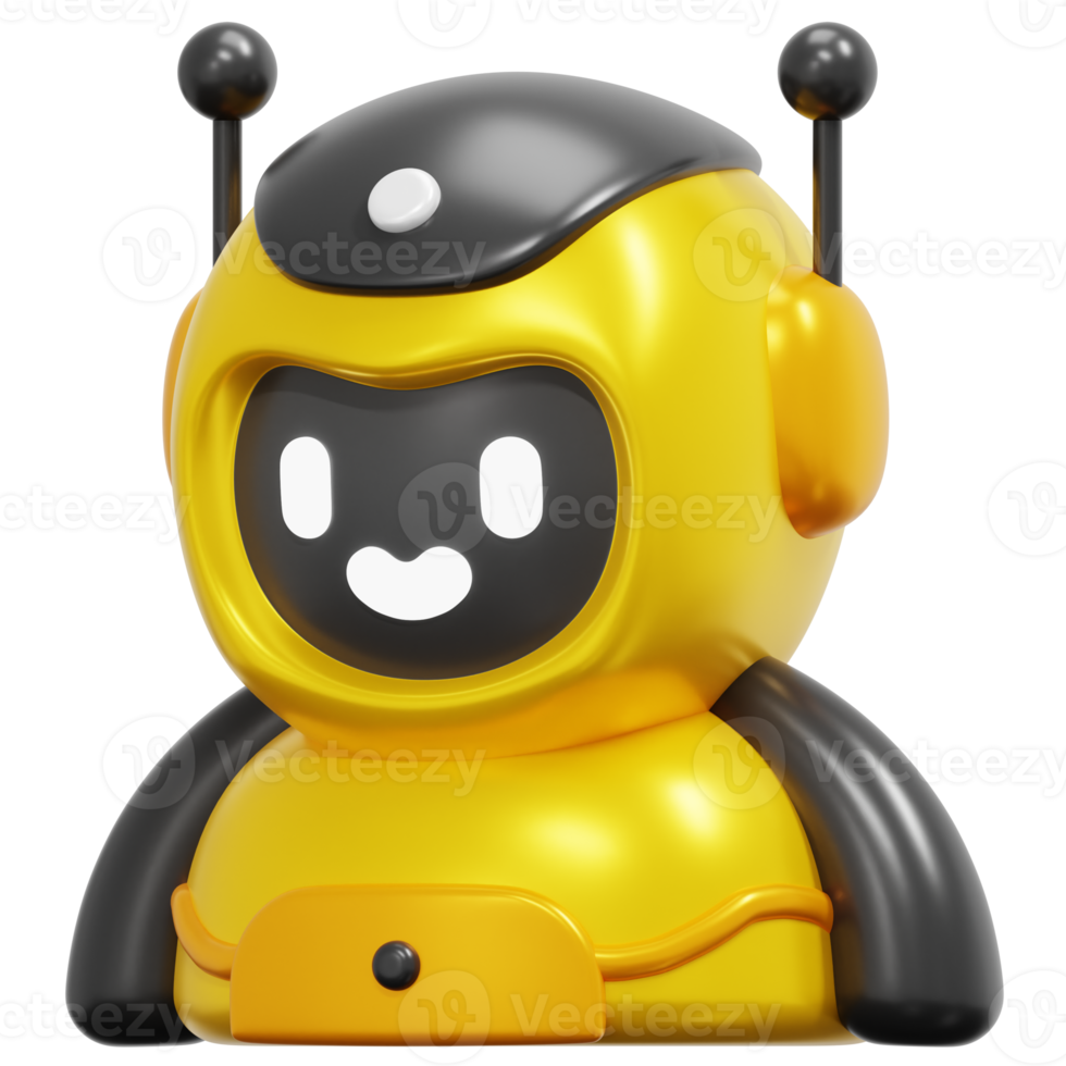 robot 3d render icon illustration png