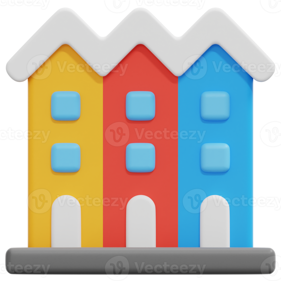 townhouse 3d render icon illustration png
