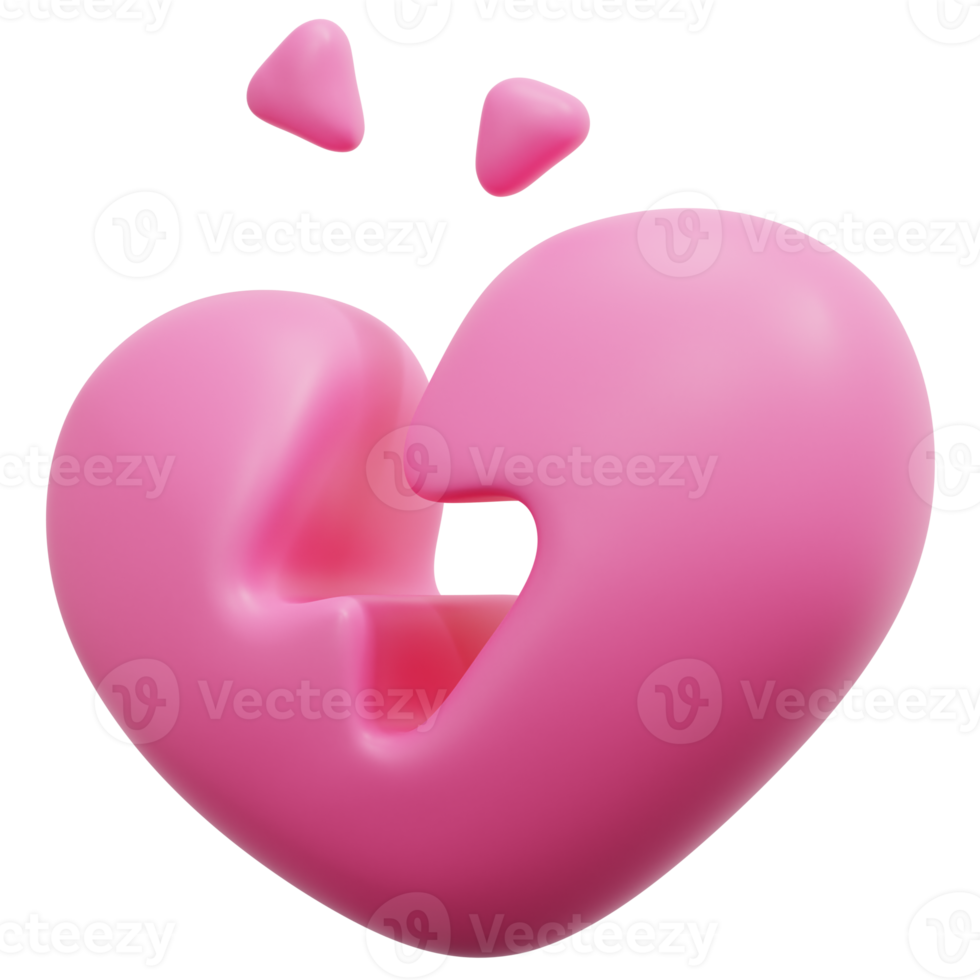 broken heart 3d render icon illustration png