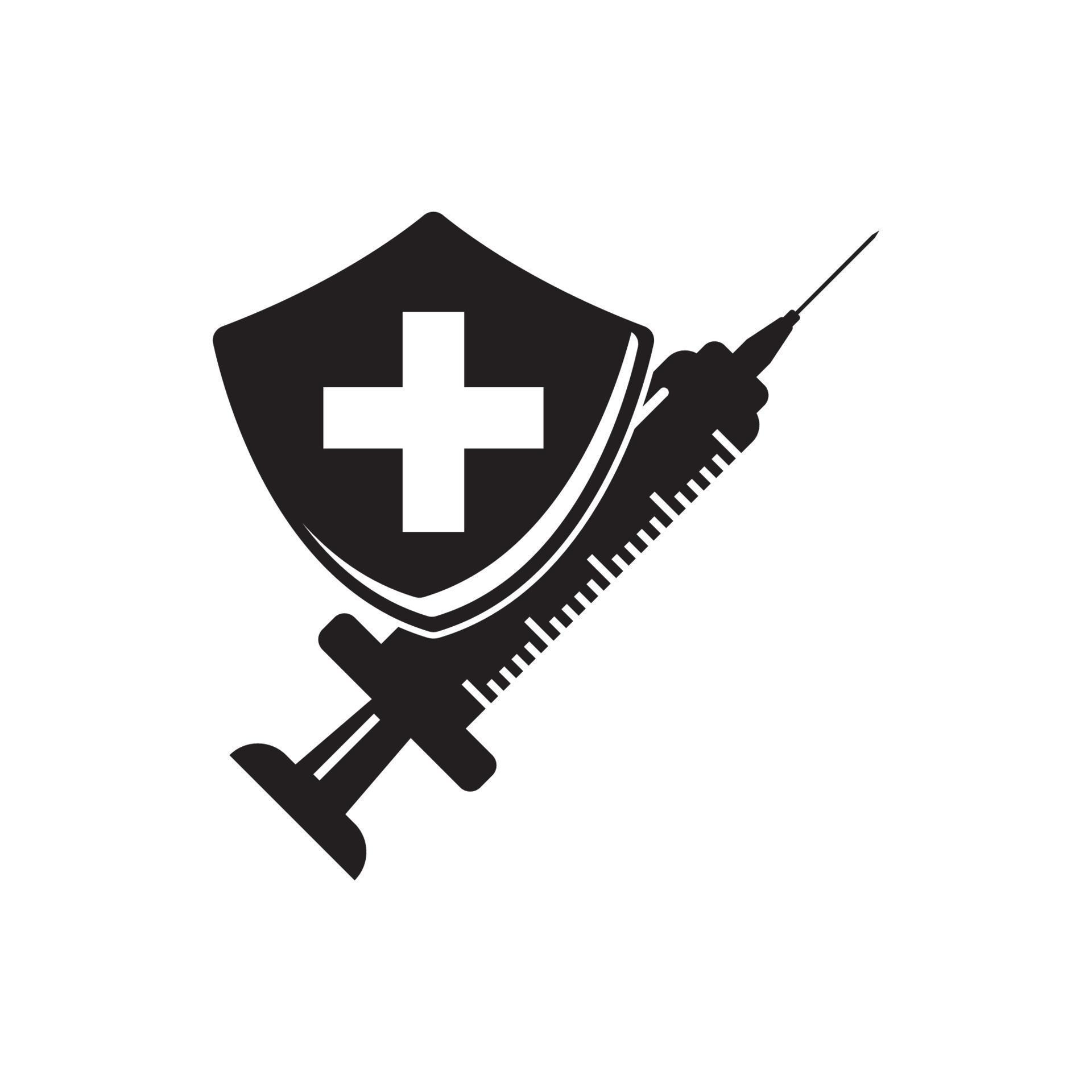 Syringe symbol in medical simple icon illustration design template