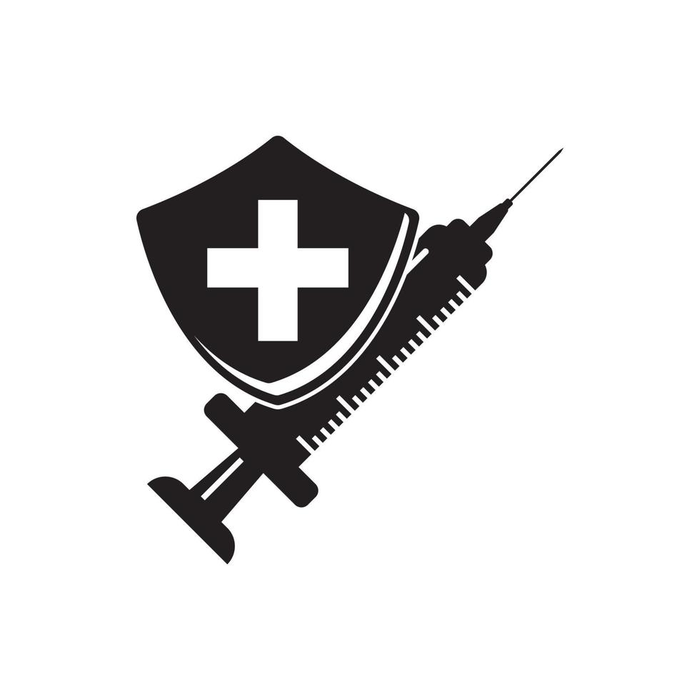 Syringe symbol in medical simple icon illustration design template. vector
