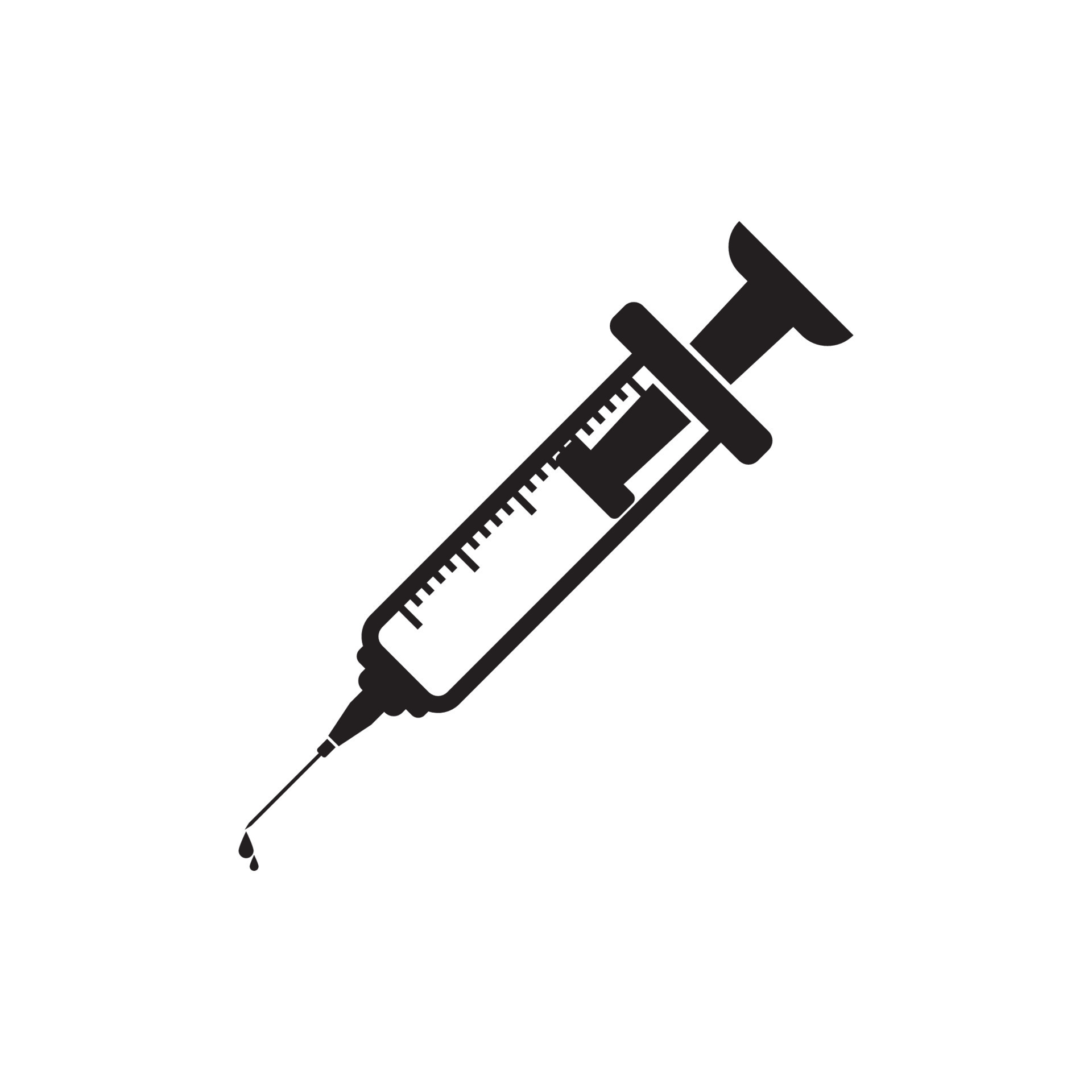 Syringe symbol in medical simple icon illustration design template