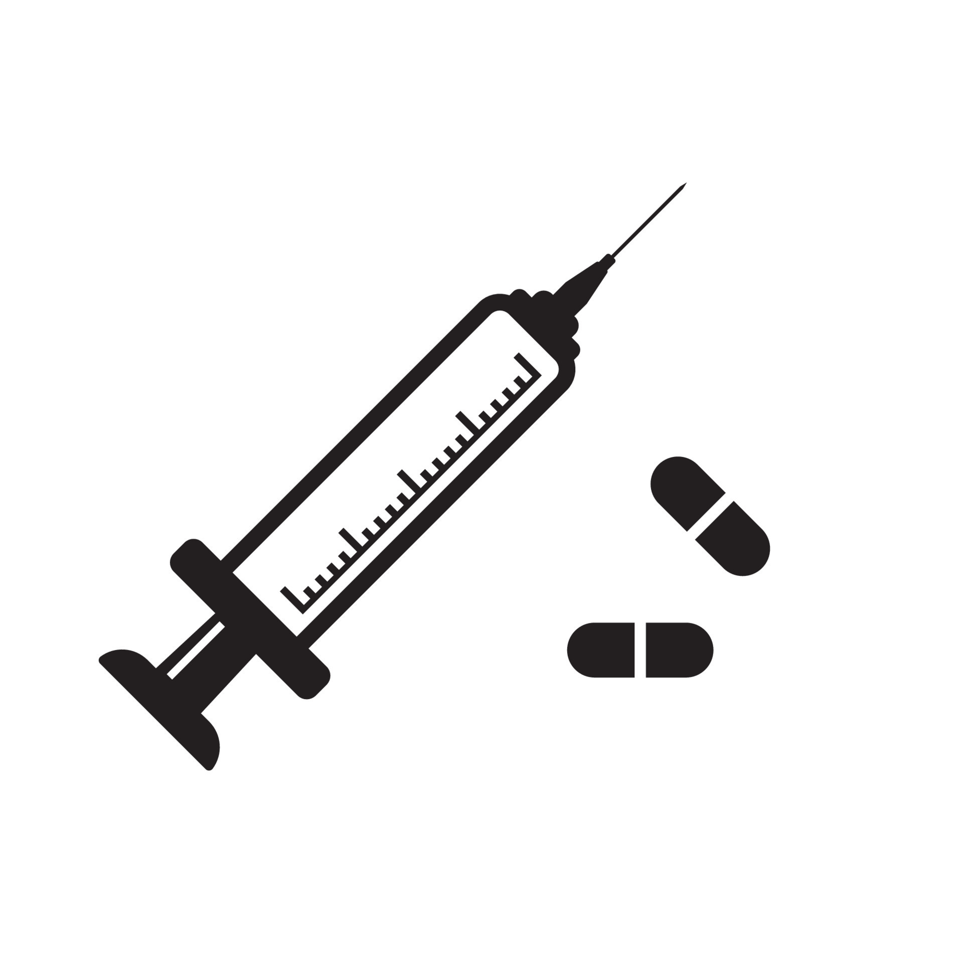Syringe symbol in medical simple icon illustration design template