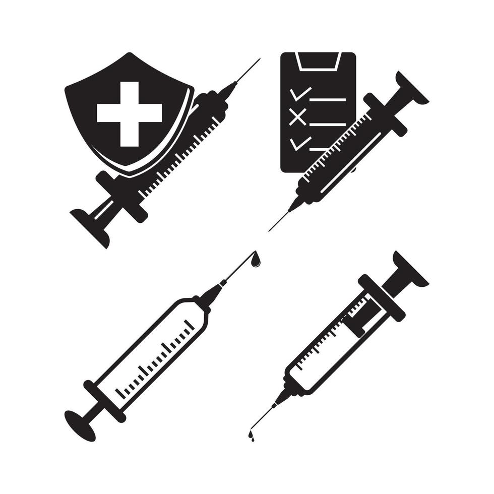 Syringe symbol in medical simple icon illustration design template. vector