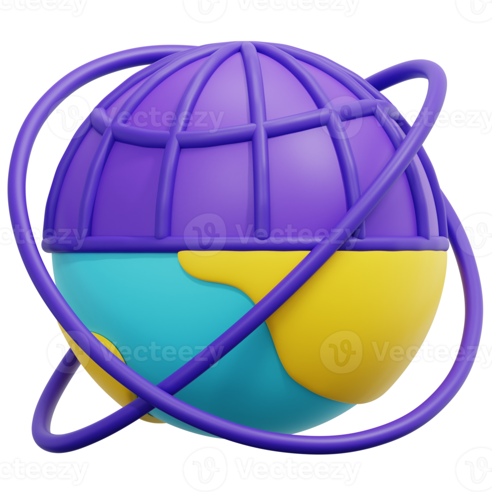 world 3d render icon illustration png