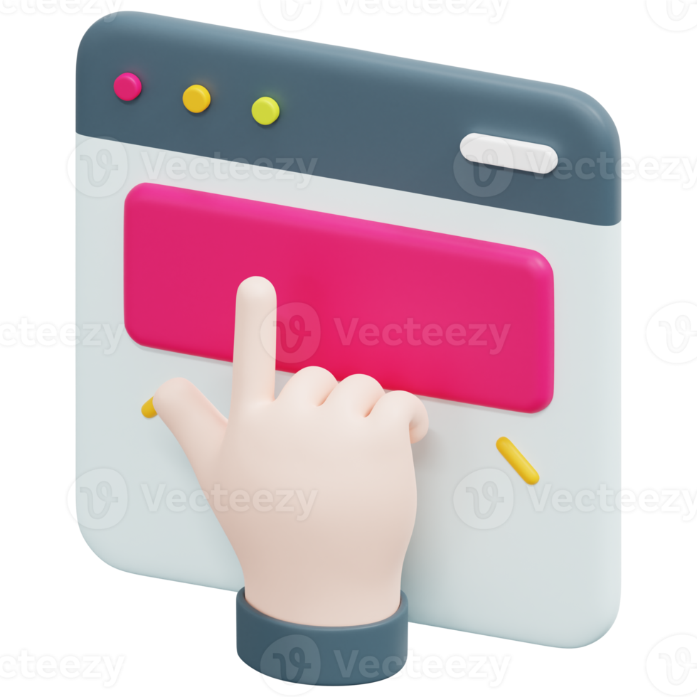 clicking 3d render icon illustration png