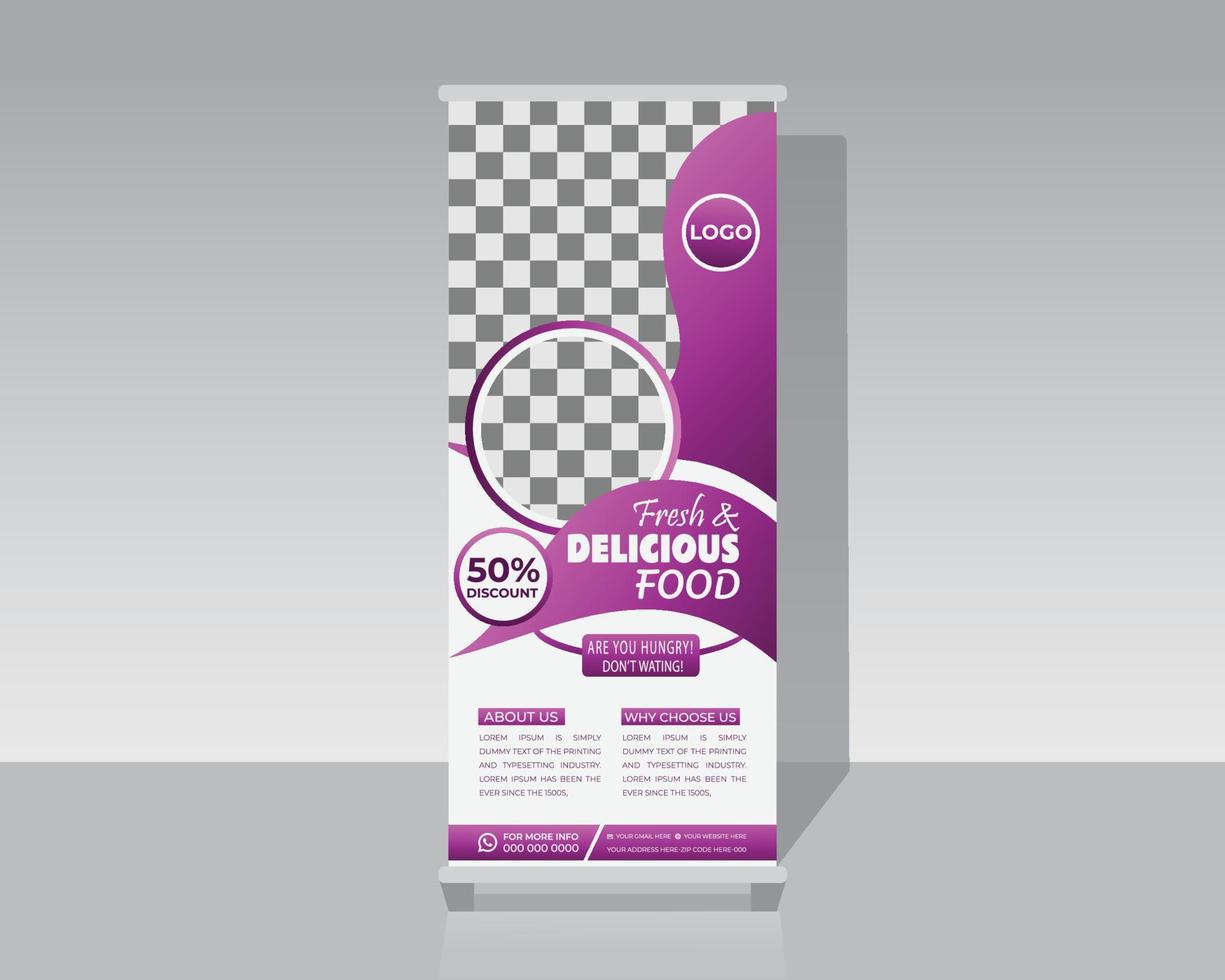 banner enrollable de comida vector