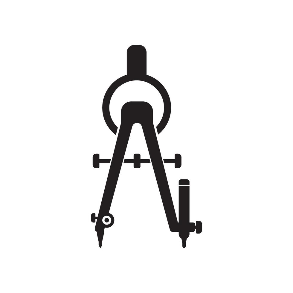 Compass divider black silhouette. Simple calipers icon. vector