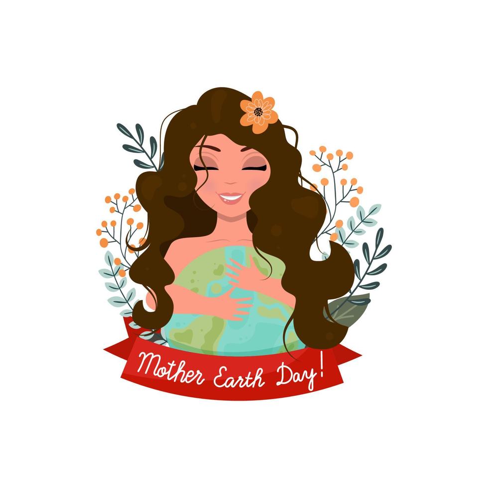 Mother earth as ecological ecological and green planet. Conservation care and protection of the earth. Ecosystem climate awareness. vector