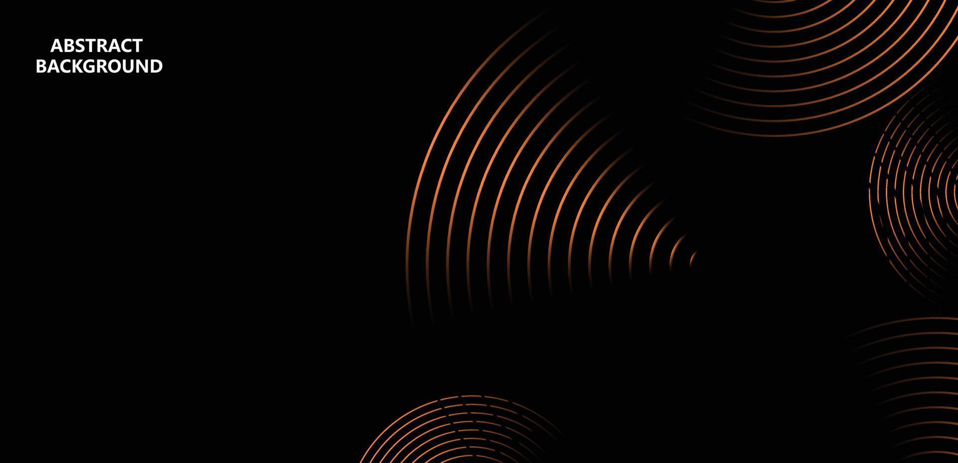 líneas de círculo brillantes abstractas sobre fondo oscuro. concepto de tecnología futurista. plantilla de banner horizontal. traje para póster, portada, pancarta, folleto, sitio web vector