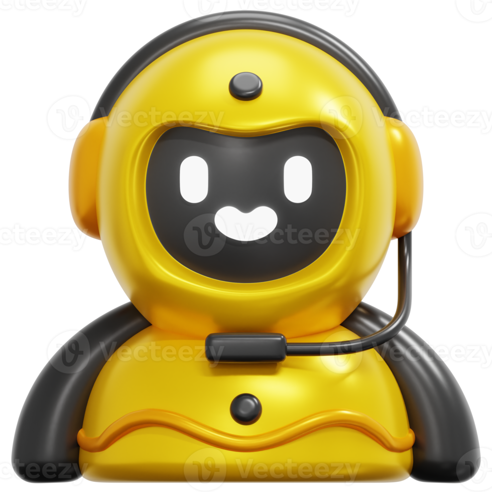 robot 3d render icon illustration png