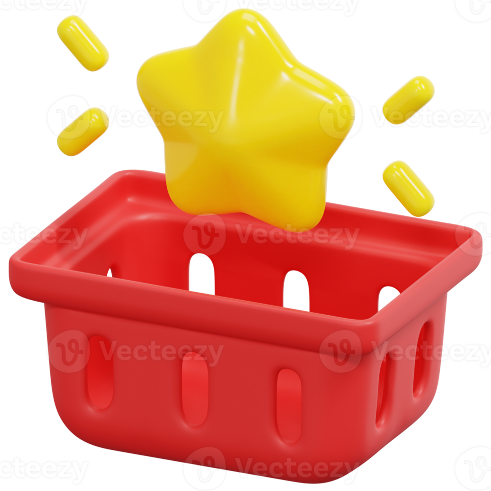 basket 3d render icon illustration png