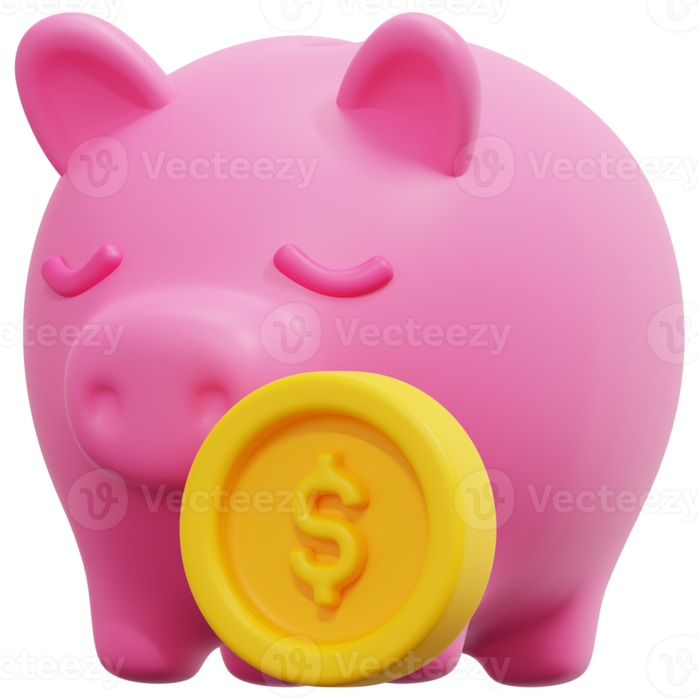 piggy bank 3d render icon illustration png