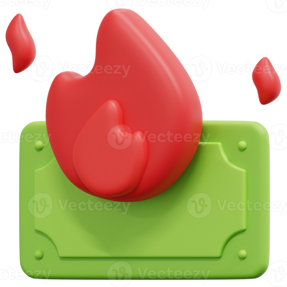 burn 3d render icon illustration png