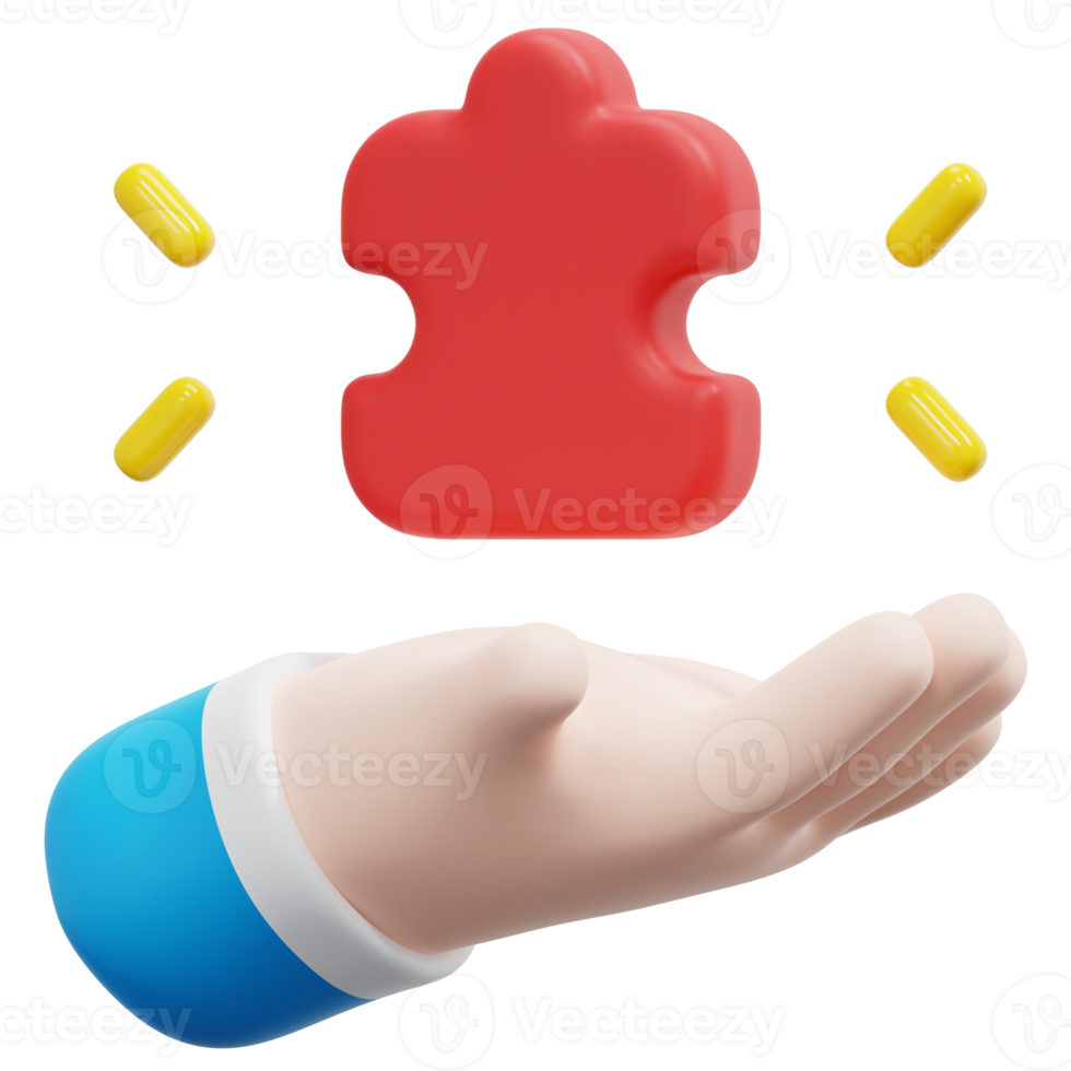 puzzle 3d render icon illustration png