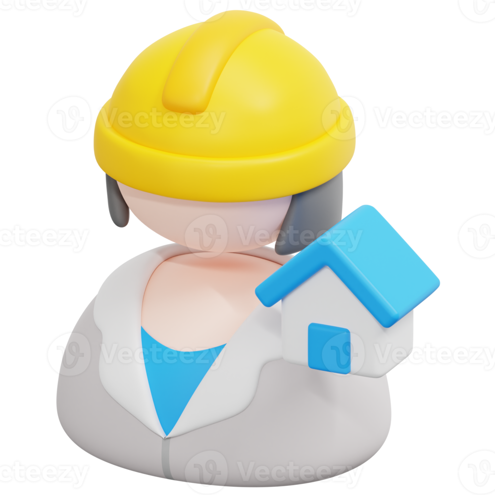 architect 3d render icon illustration png