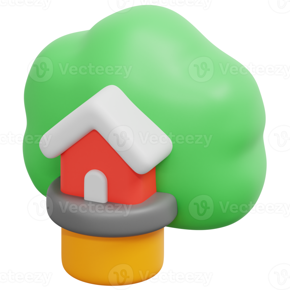 árbol casa 3d hacer icono ilustración png