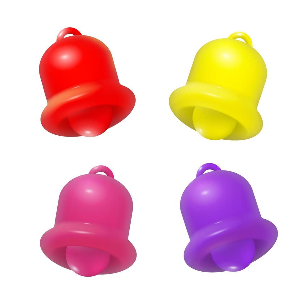 Notification 3D icon. Cute yellow bell. 3D Model render for design. Email web symbol, mobile phone app, template, copy space. Vector illustration