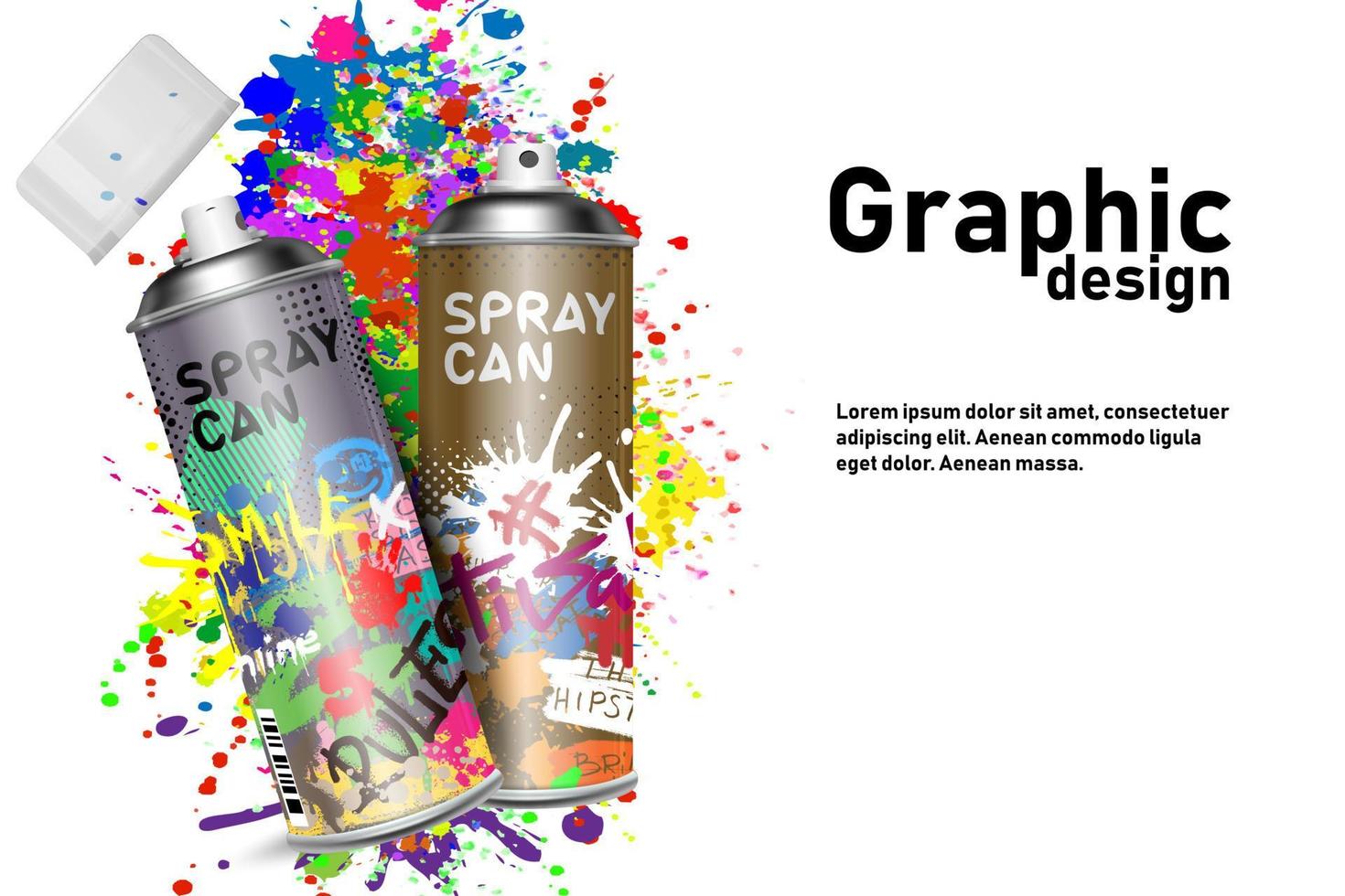 Aerosol paint for graffiti with art design elements. Design template, poster. vector