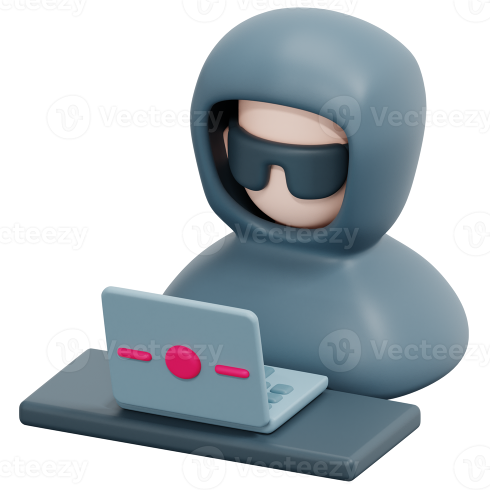 hacker 3d render icon illustration png