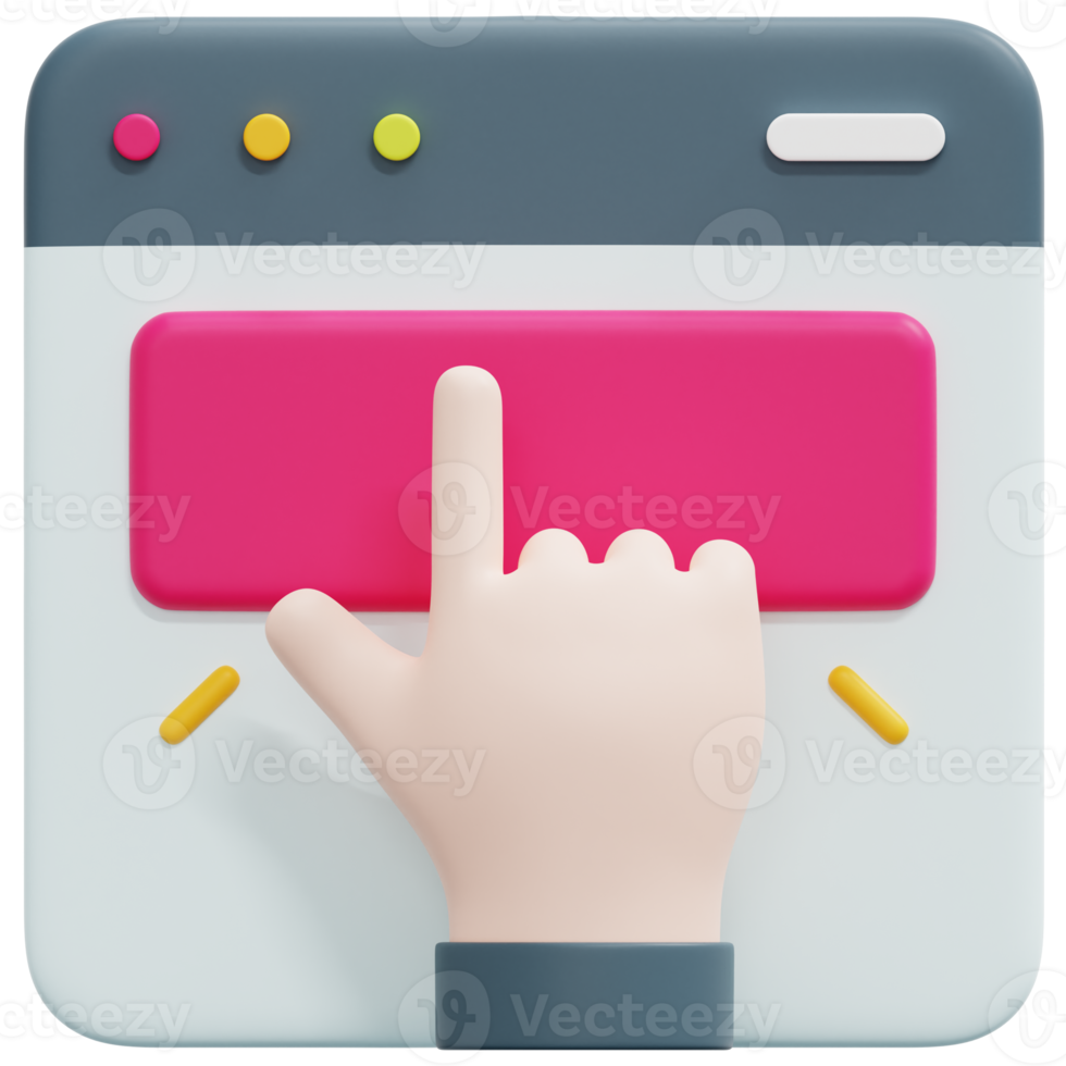 clicking 3d render icon illustration png