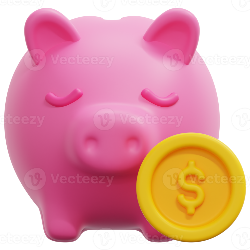 piggy bank 3d render icon illustration png