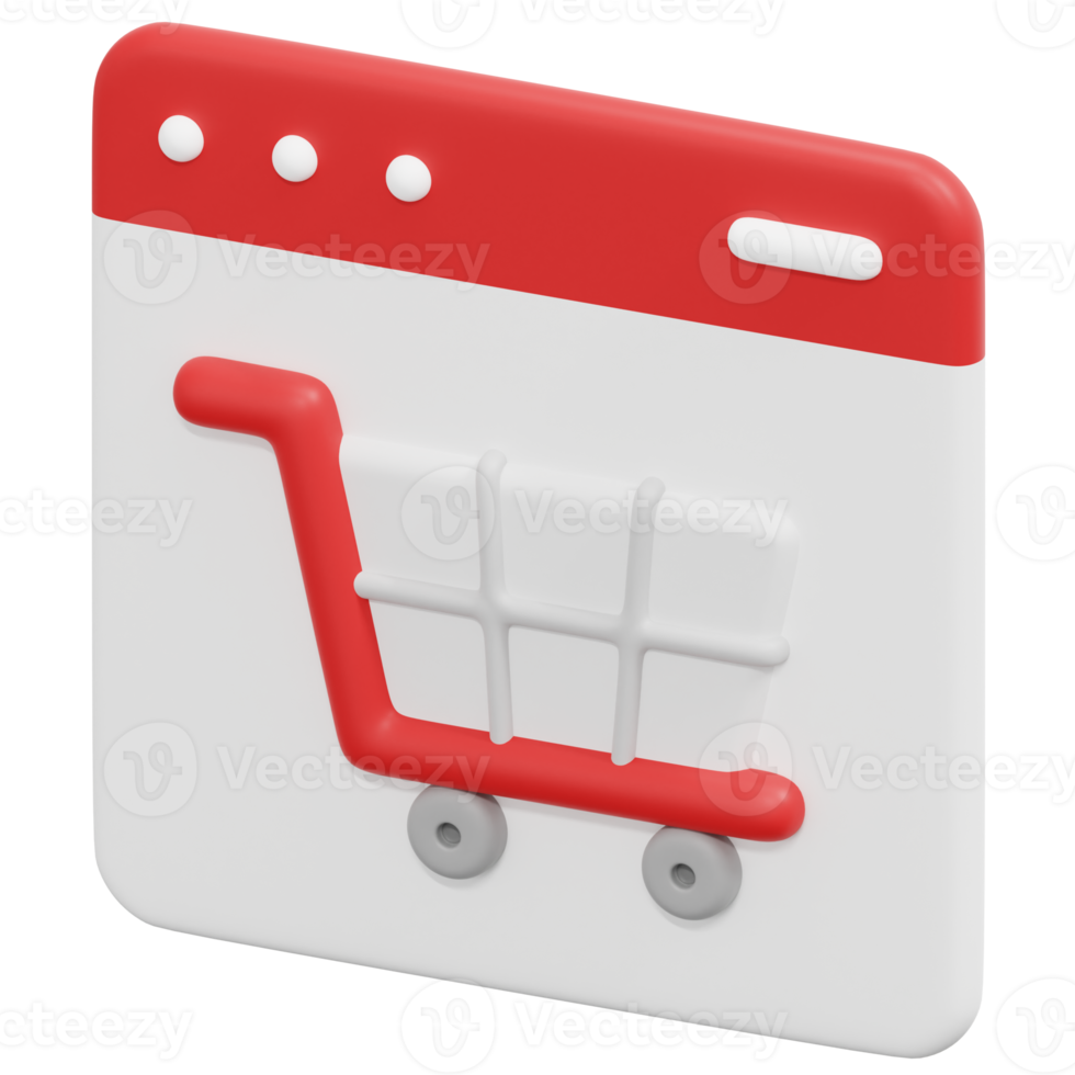 shopping cart 3d render icon illustration png