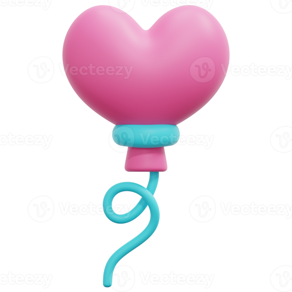heart balloon 3d render icon illustration png