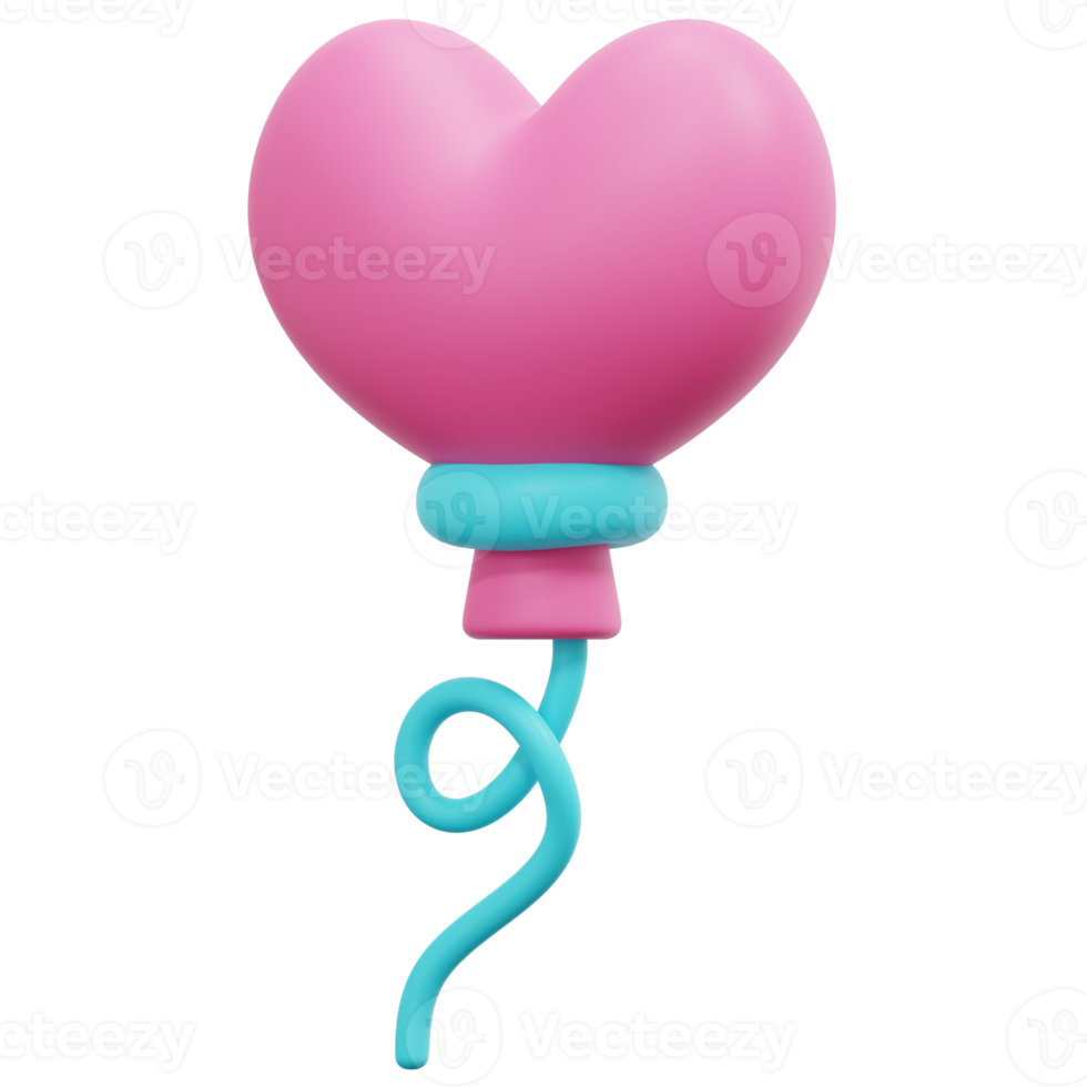 heart balloon 3d render icon illustration png