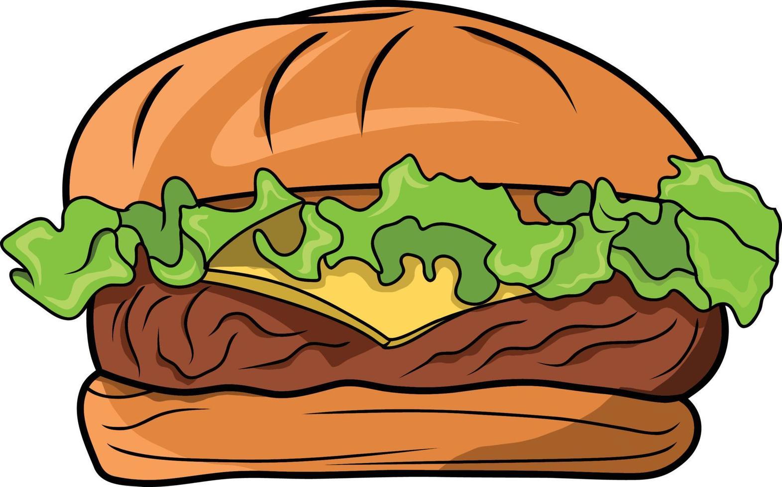 Hand drawn Hamburger Coloring Page vector