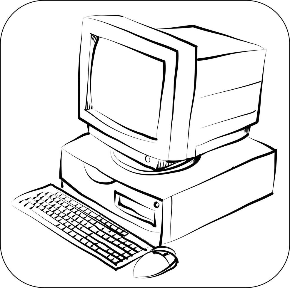 computer old lineart 90s vector