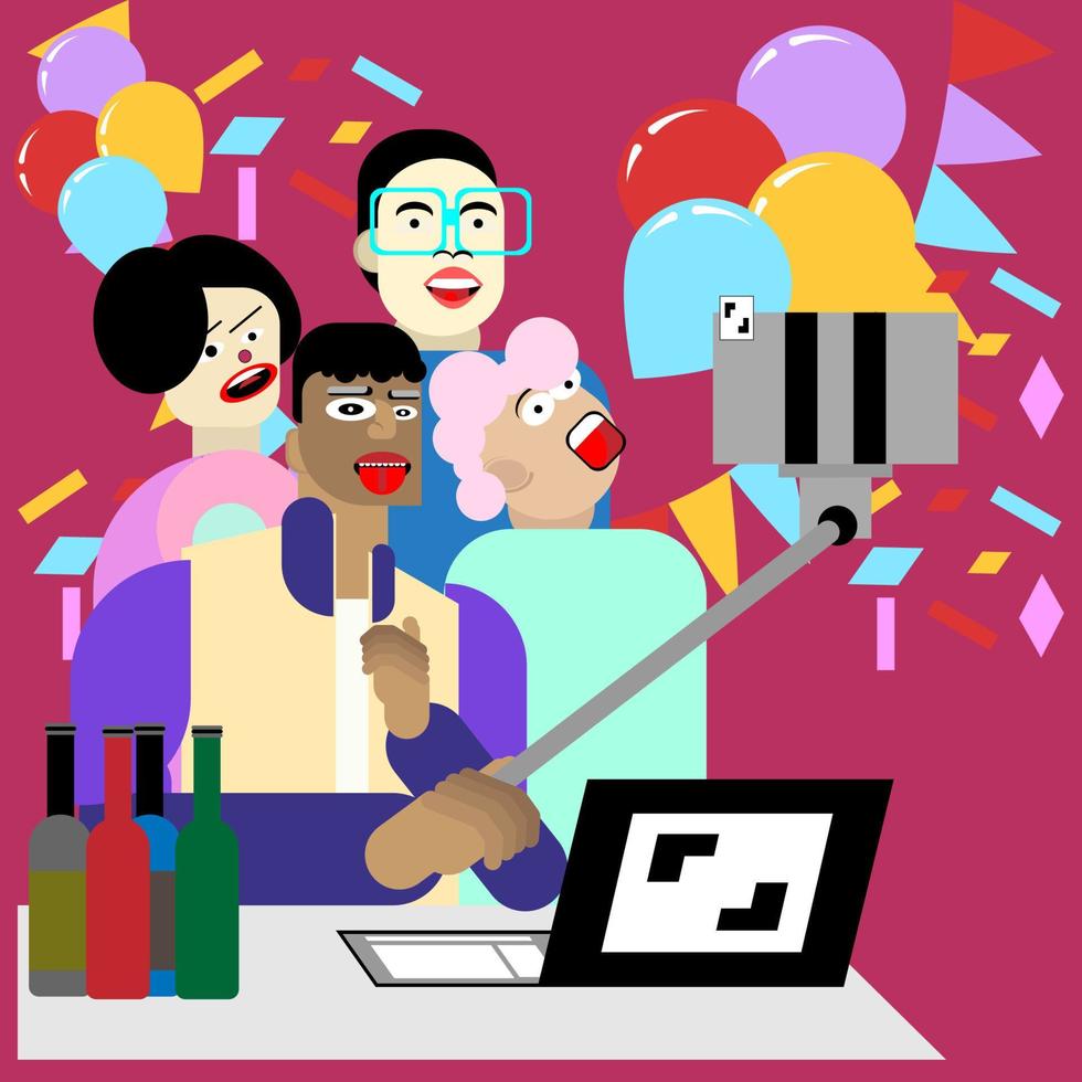 fun selfie on office celebration day vector
