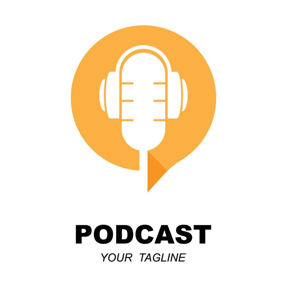 Podcast or Radio Logo design using Microphone and Headphone icon with slogan template vector