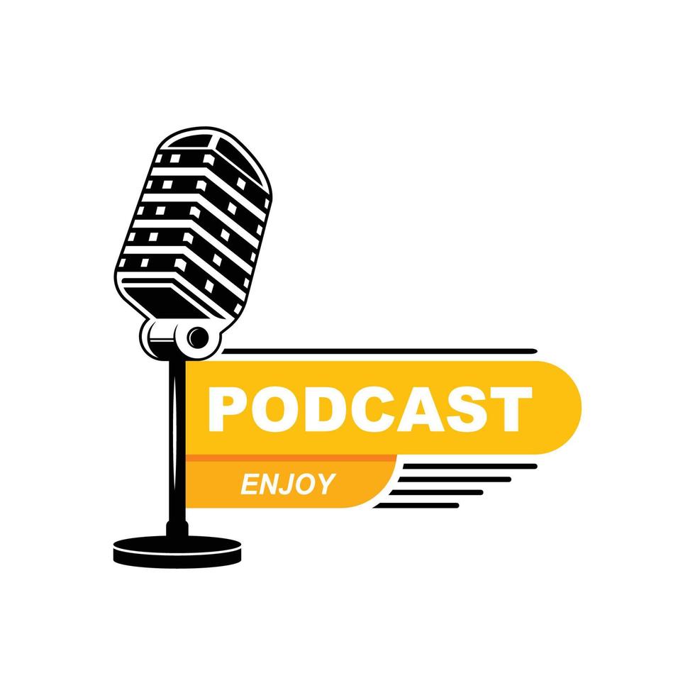 Podcast or Radio Logo design using Microphone and Headphone icon with slogan template vector