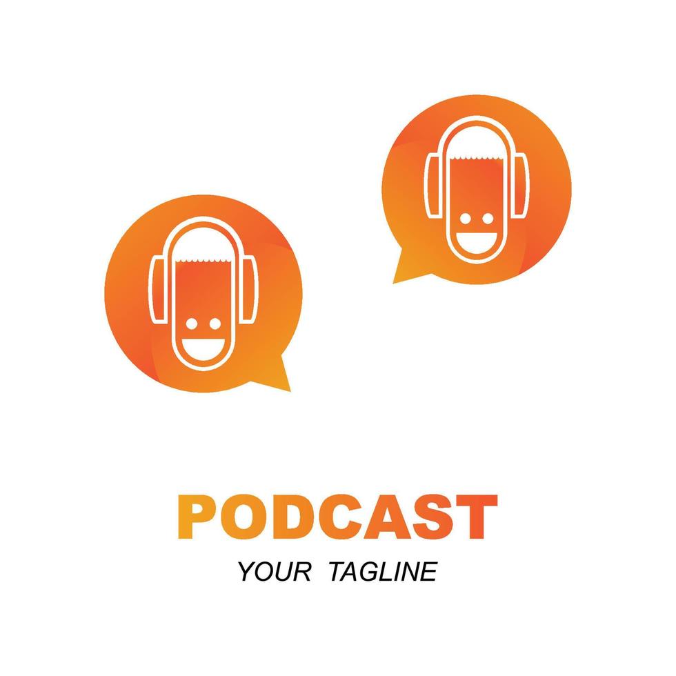 Podcast or Radio Logo design using Microphone and Headphone icon with slogan template vector