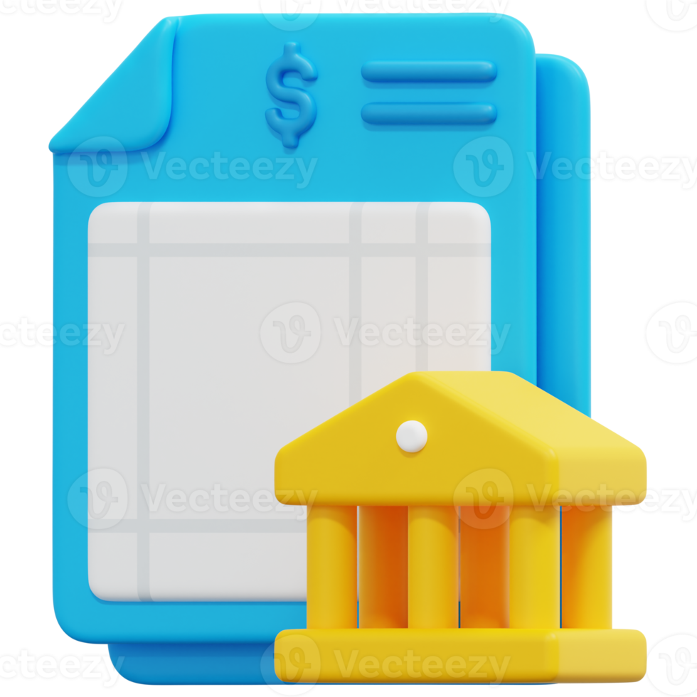 bank statement 3d render icon illustration png