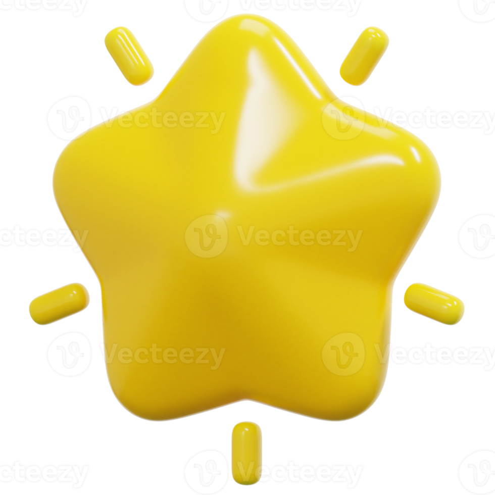 star 3d render icon illustration png