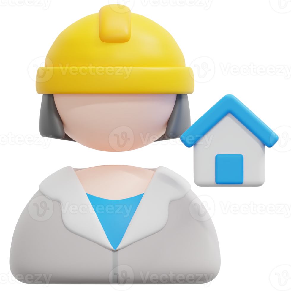 architect 3d render icon illustration png