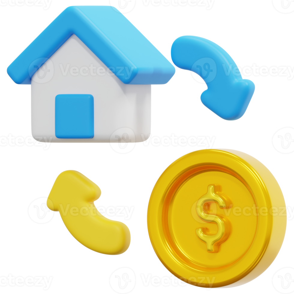 house 3d render icon illustration png