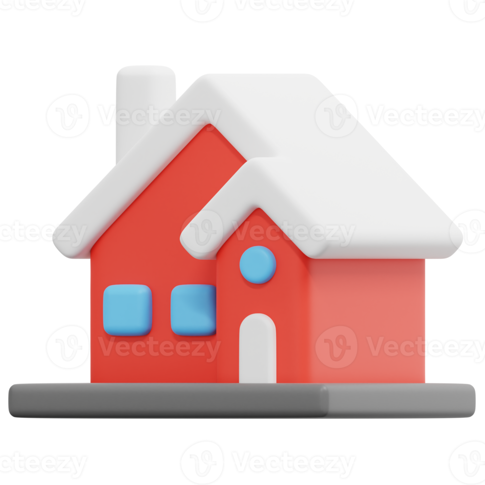 house 3d render icon illustration png