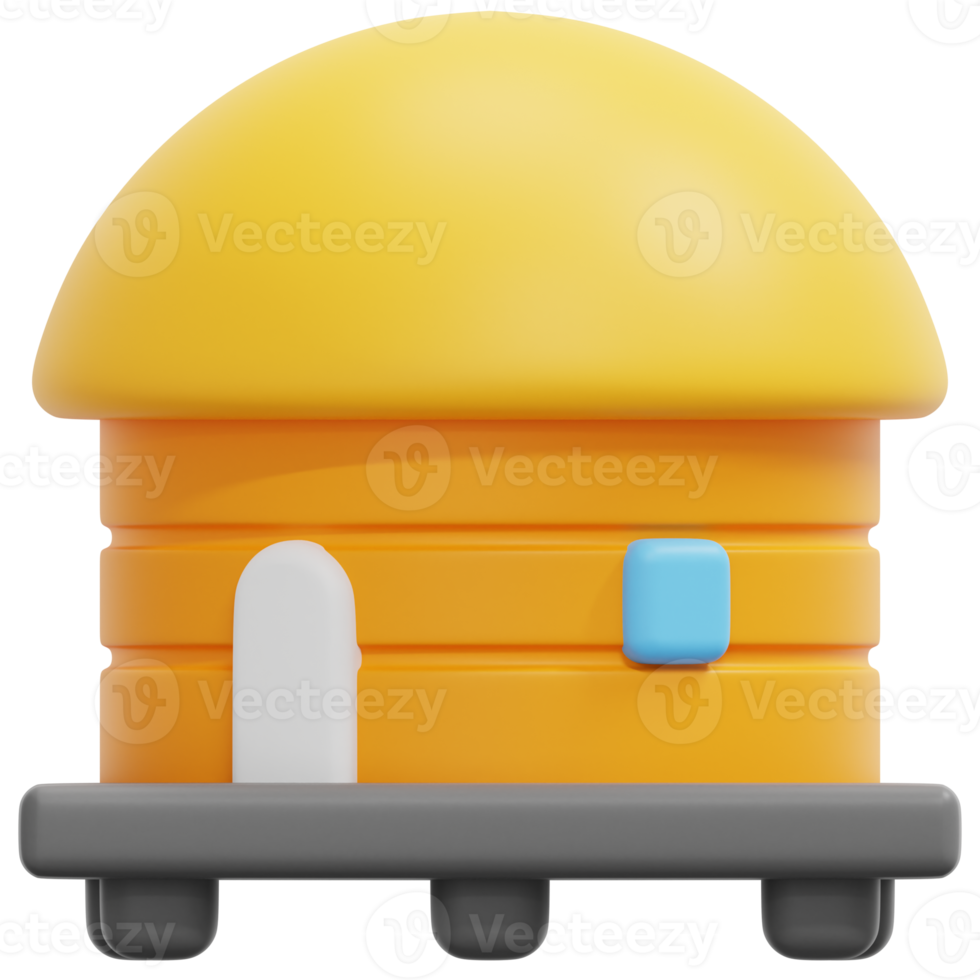 bungalow 3d render icon illustration png