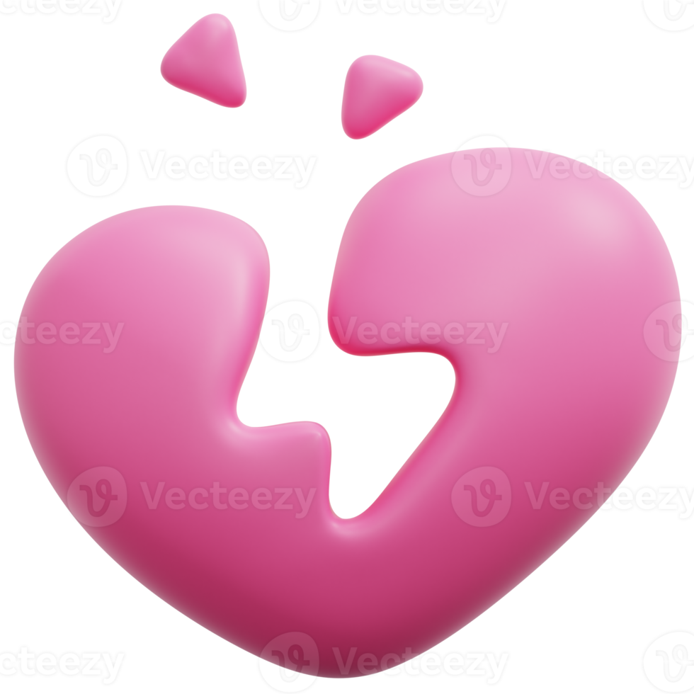 broken heart 3d render icon illustration png