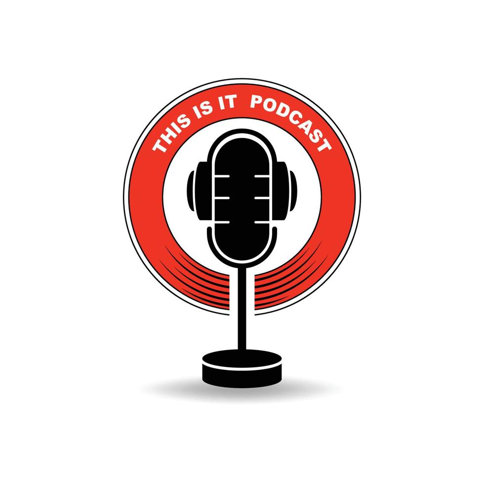 Podcast or Radio Logo design using Microphone and Headphone icon with slogan template vector