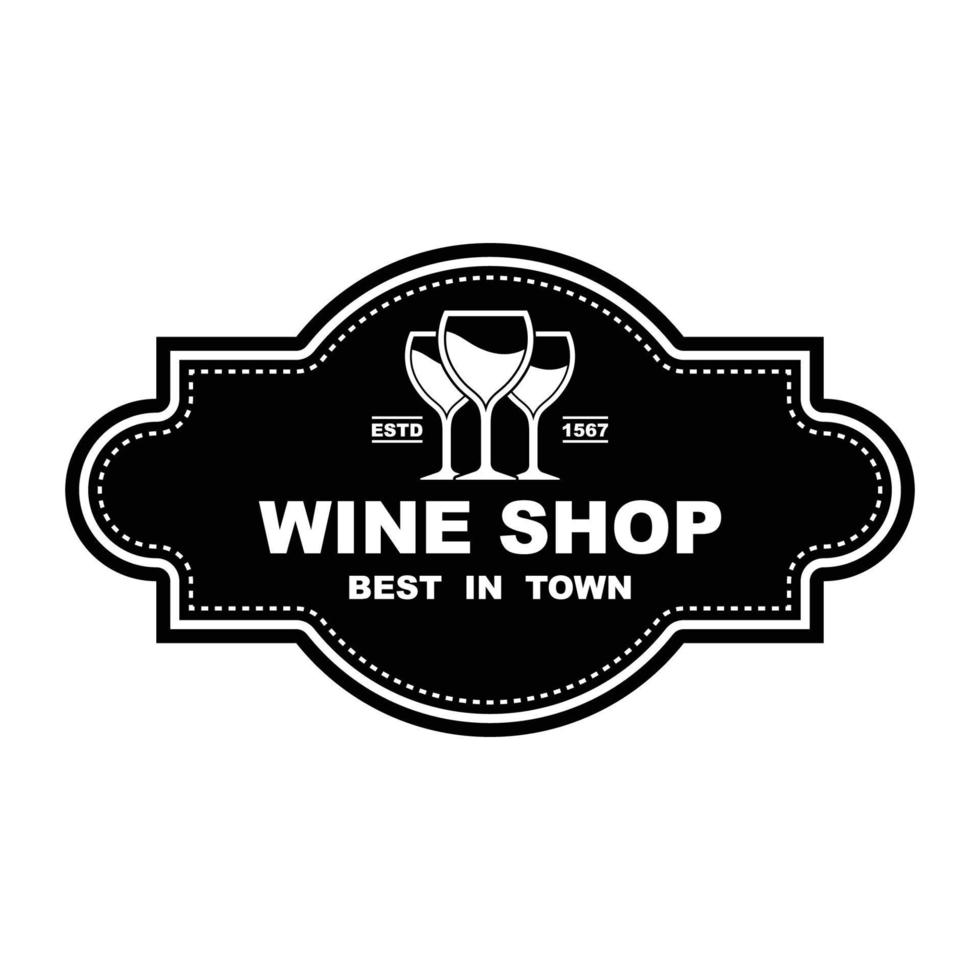 wine, winery logo or icon, emblem, label for menu design restaurant or cafe, lettering vector illustration
