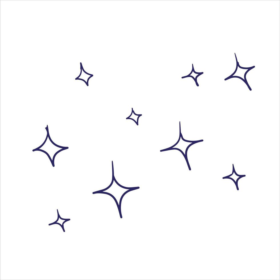 Hand Drawn Doodle star. Black and White Sparkling effect. vector