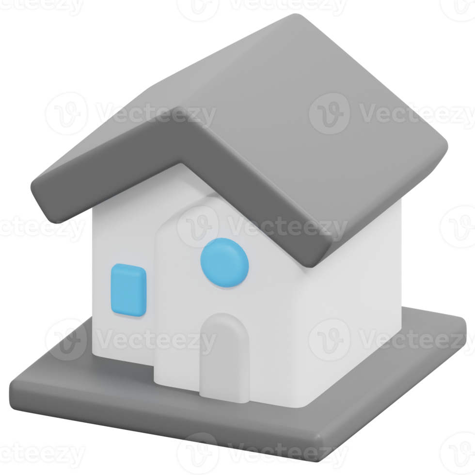 house 3d render icon illustration png