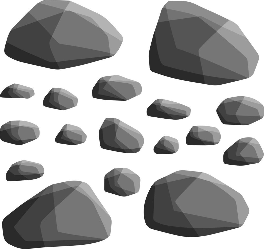 Natural wall stones and smooth and rounded grey rocks. vector